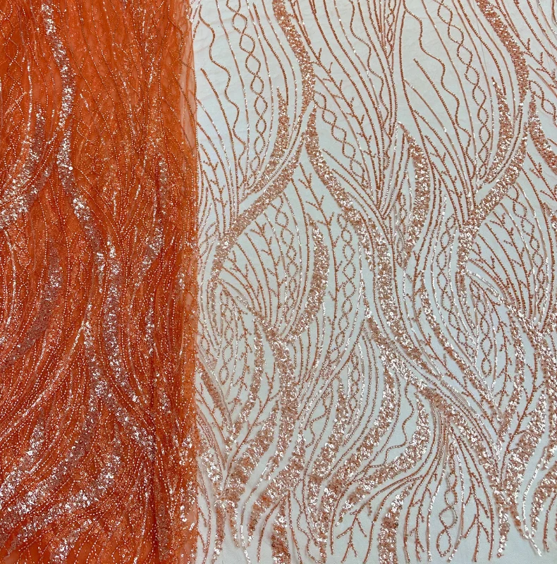 Mesh Beaded African Lace Fabric High Quality Dynamic Chain Sequin Embroidery Pattern Home Decor Wedding Dress Fabric 5 yards