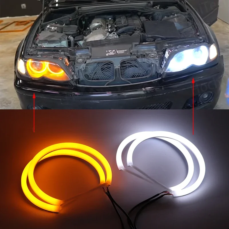 Do BMW serii 3 E46 Sedan Touring Wagon Coupe Compact 1998-2005 Stylizacja samochodu Mlecznobiałe światło SMD LED Angel Eyes Ring Kit — zdjęcie 2