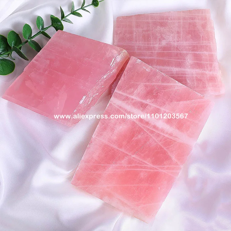 Rose Quartz Polished Slice with Rough Edges Decor Heart Chakra Irregular Natural Pink Crystal Gemstone Slab Love Stone Plates