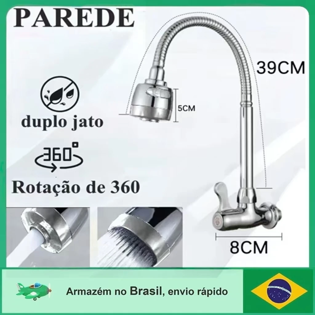 Gourmet Kitchen Faucet Wall-Mounted 360° Dual-Function Sprayer