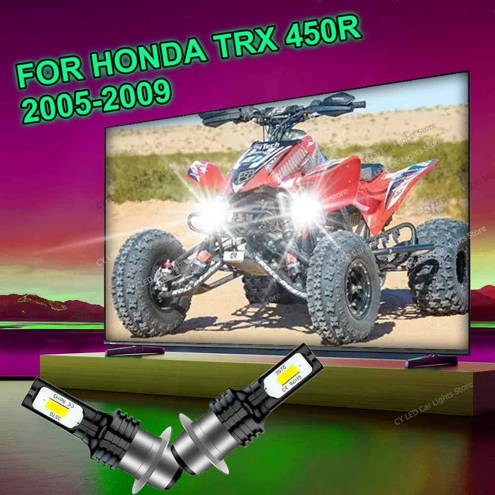 

2Pcs 12V Motorcycle 80W LED Headlight Bulbs 6000k CANbus Lamp Plug and Play For Honda TRX 450R 2005 2006 2007 2008 2009