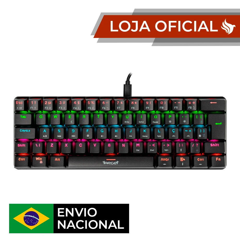 Mechanical Gamer TGT Sherman Keyboard Compact Rainbow ABNT2 Switch Blue Black TGT-SHTKL-RBW01