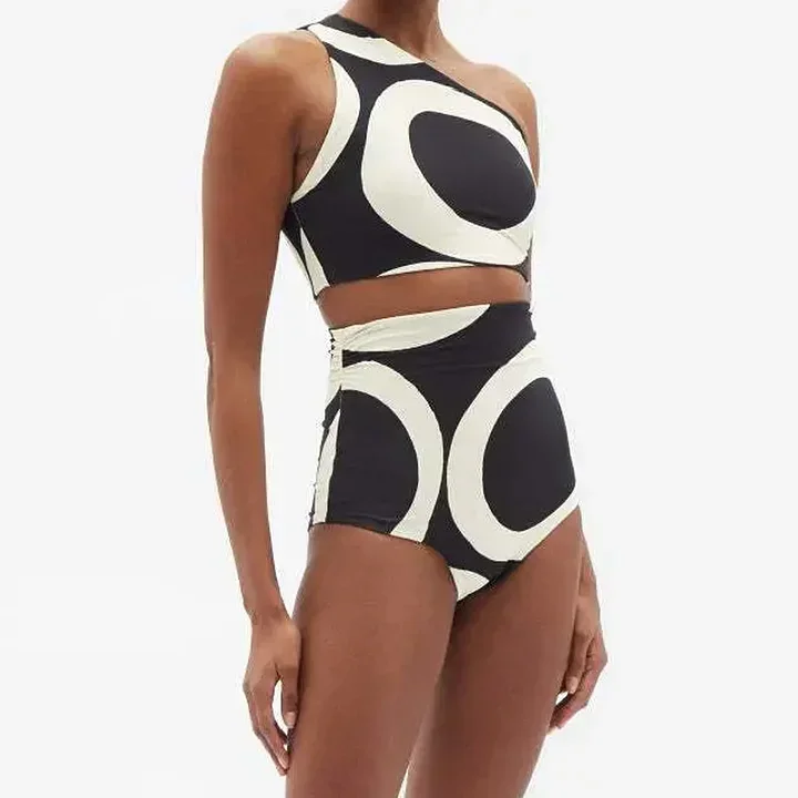 Maillot de bain une pièce imprimé, col licou en V, ensemble de luxe pour femmes, vêtements de plage d\'été, nouvelle collection 2024