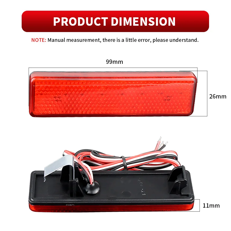 Red/Black Lens LED Rear Bumper Reflector Tail Light Red For Opel Vauxhall Vivaro Movano A Renault Master Trafic Nissan Primastar