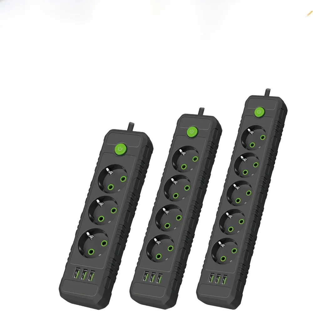 Tomada UE Tomadas AC Multicap Power Strip, Soquete do Cabo de Extensão, Elétrico com Portas USB,