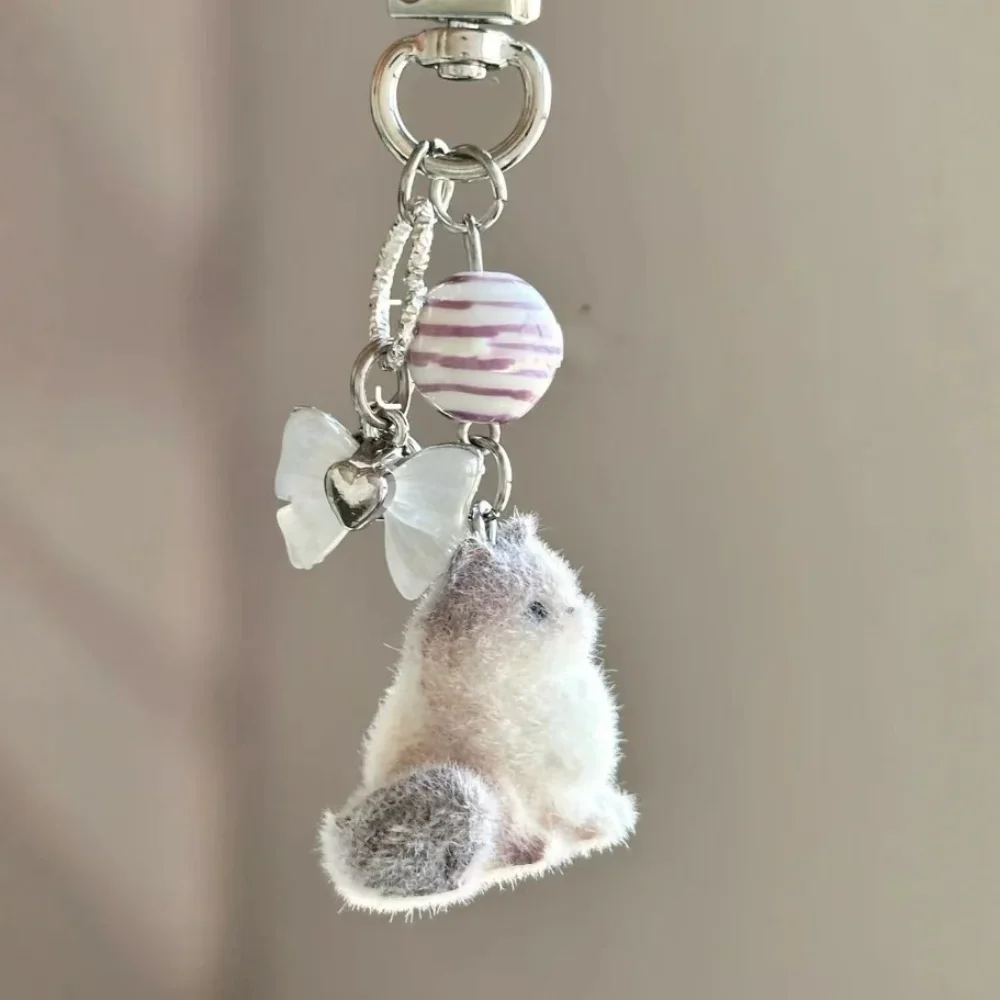 Mignon flocage chat petit pendentif porte-clés Meme porte-clés sac écouteur porte-clés pendentifs décoration porte-clés téléphone chaîne lanière