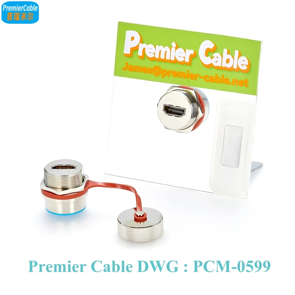 IP67 Rugged HDMI 1.2 Female to Female Coupler 4K@30Hz HDMI Threaded Fixed Flush Panel Mount FeedThrough Adapter for Projector