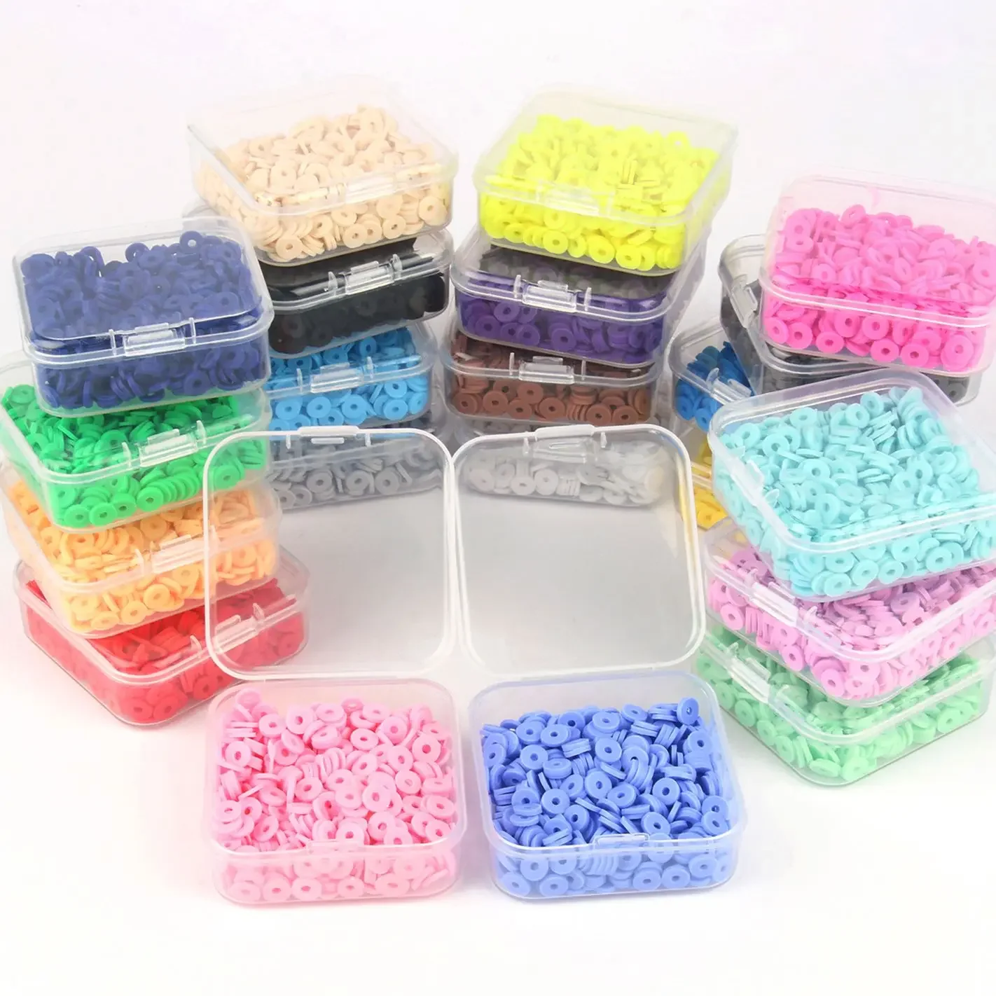 500 pièces/boîte 6mm plat rond polymère argile puce disque perles tranche perles d'espacement en vrac pour la fabrication de bijoux bricolage boucle d'oreille collier Bracelet