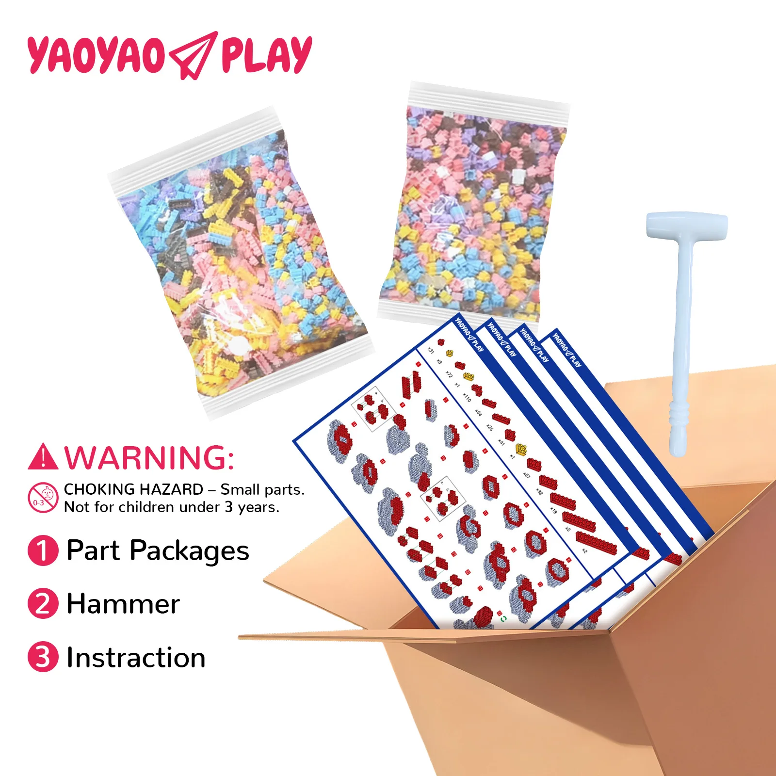 Black Totem หมีใหญ่,yaoyaoplay Building Block ของเล่น,ของขวัญวันเกิด,การศึกษา,เด็กชายหญิง Decor,Cool Interlocking Brick