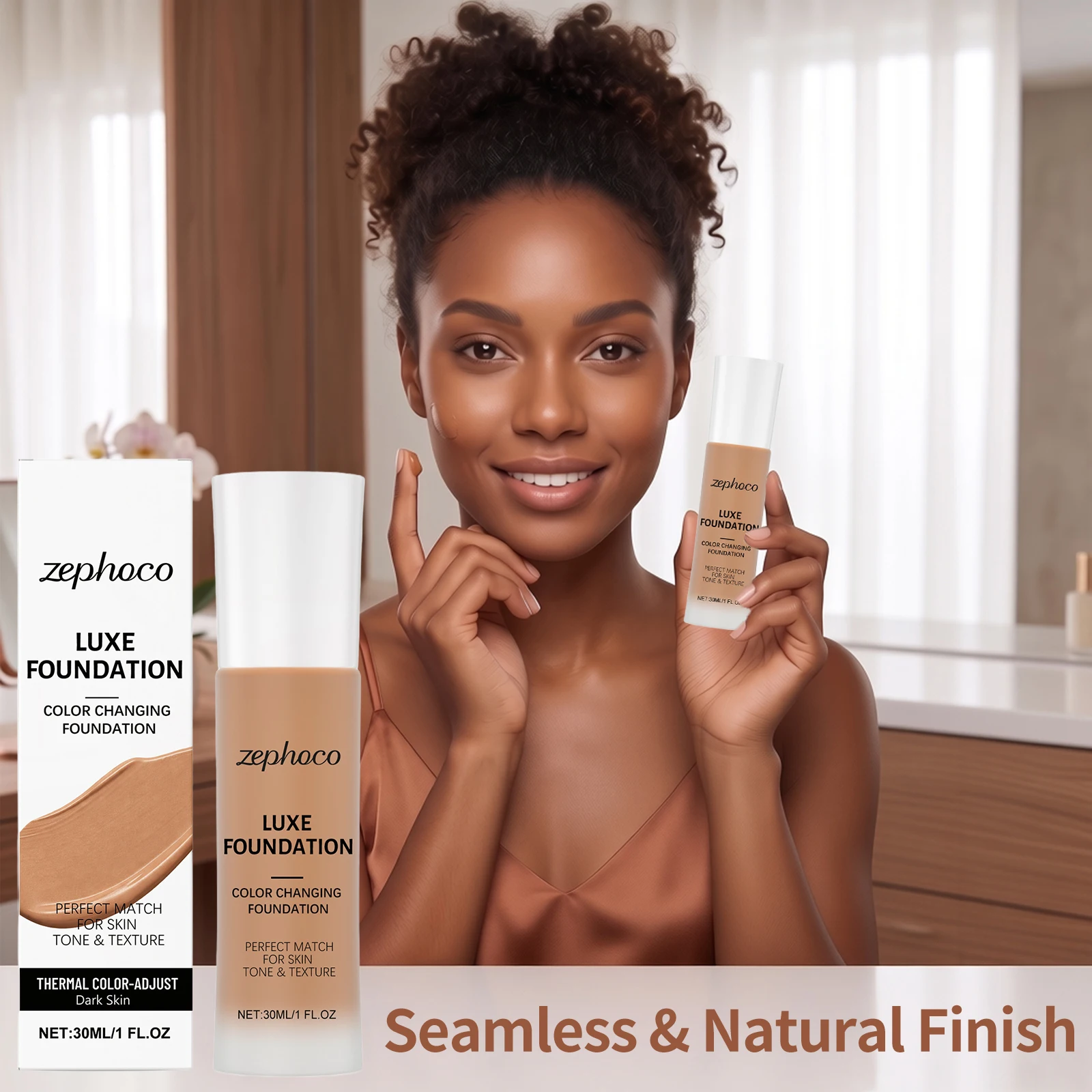 Zephoco Foundation Liquid Full Coverage Waterproof Brightening Dark Circles Concealer Bb Cream All-Day Long-Lasting Wear Oil Control Natural Finish Face Base Makeup