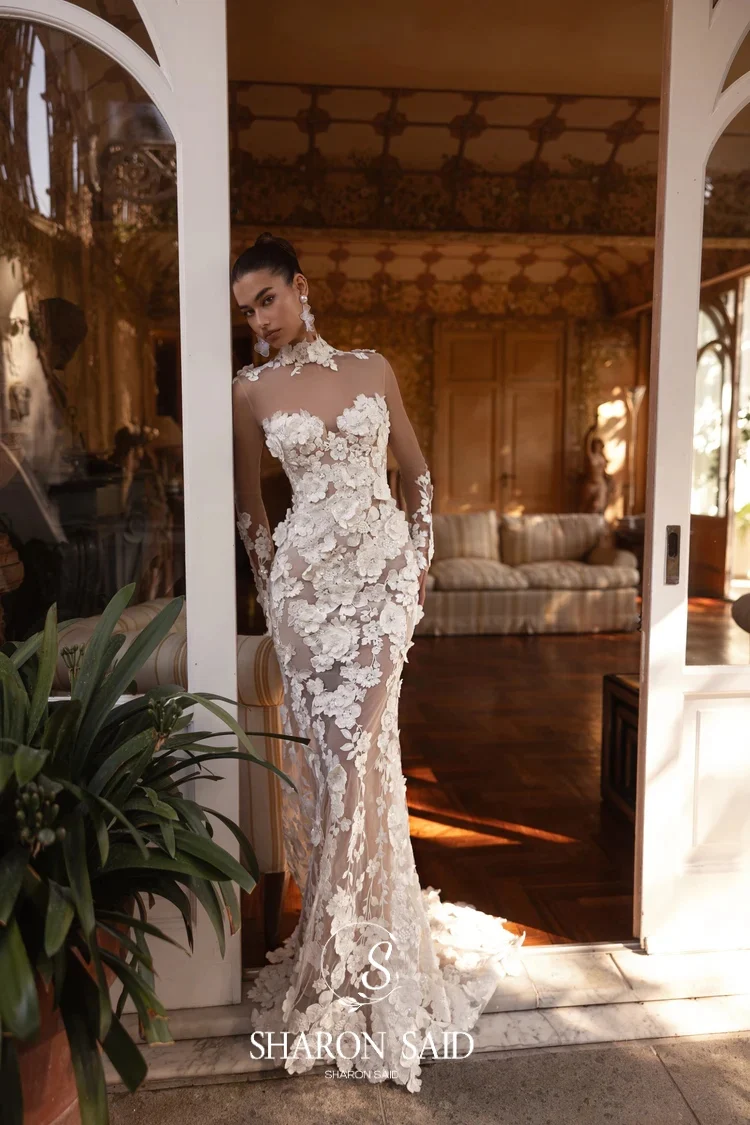 Italian Style Wedding Dress: A Comprehensive Review of the Sharon Said Sexy  Corset 3D Flowers Mermaid Off White Wedding Dress With Detachable Jacket