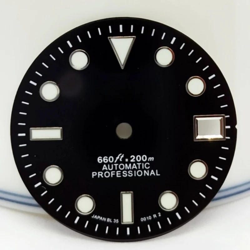 

New NH35 Dial 28.5mm Black Lefty Black Face Green Luminescent for NH35/NH36 Movement Watch Accessories