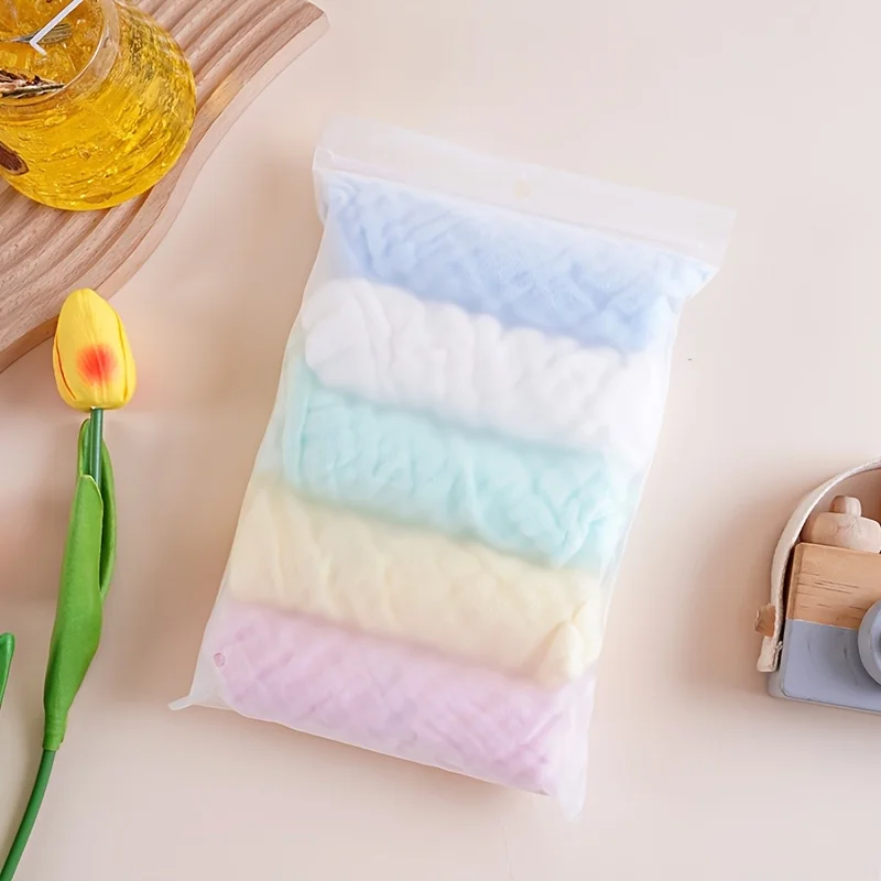 5-Pack Baby Cotton Washcloths, Solid Color Soft, Newborn Drool Bib, Baby Face Towel, Multi-Function Small Cloth