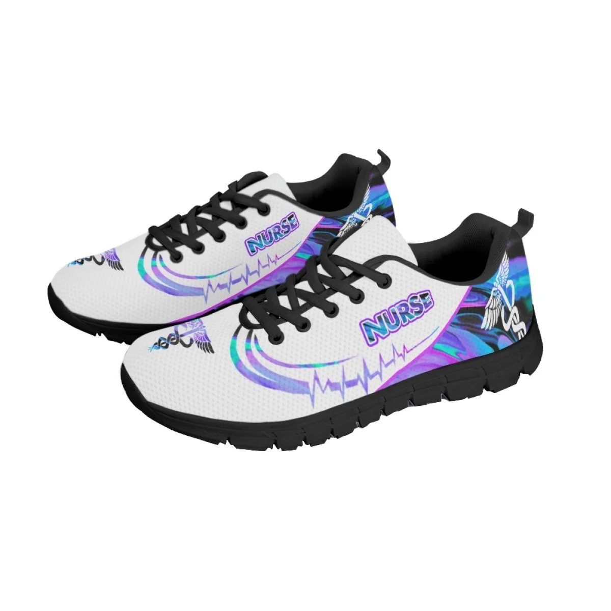 INSTANTARTS Gradient Paramedic EMT EMS Pattern Lace-up Flat Shoes Women's Casual Sneakers Outdoor Walking Shoes Sport Tennis Hot