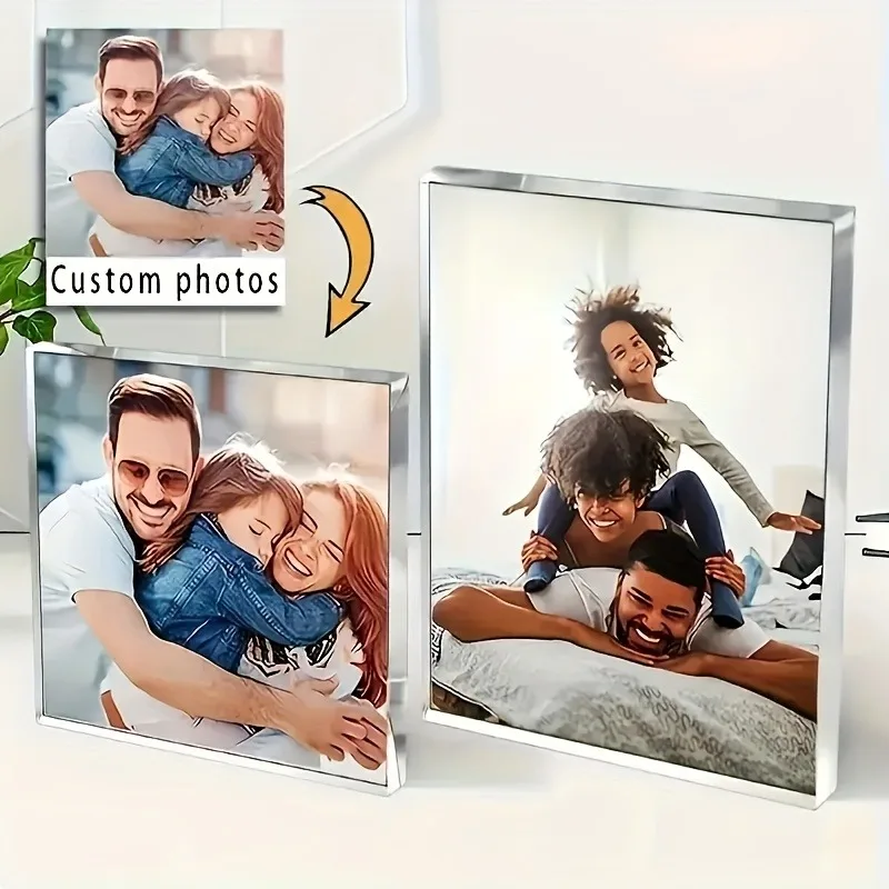 Personalized Acrylic Photo Block - Elegant Clear Keepsake Perfect for Weddings, Anniversaries, and Special Moments view 2