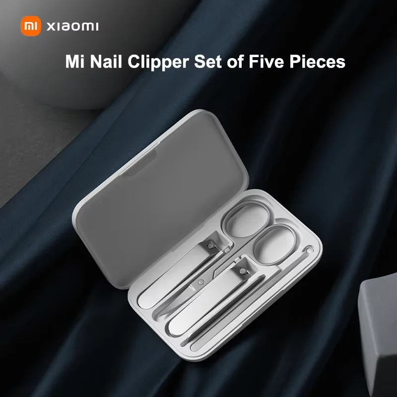 5 in 1 Xiaomi Mijia 420 กรรไกรตัดเล็บสแตนเลส Pedicure Care Trimmer ตะไบเล็บแบบพกพาพร้อม Anti-splash Storage Shell