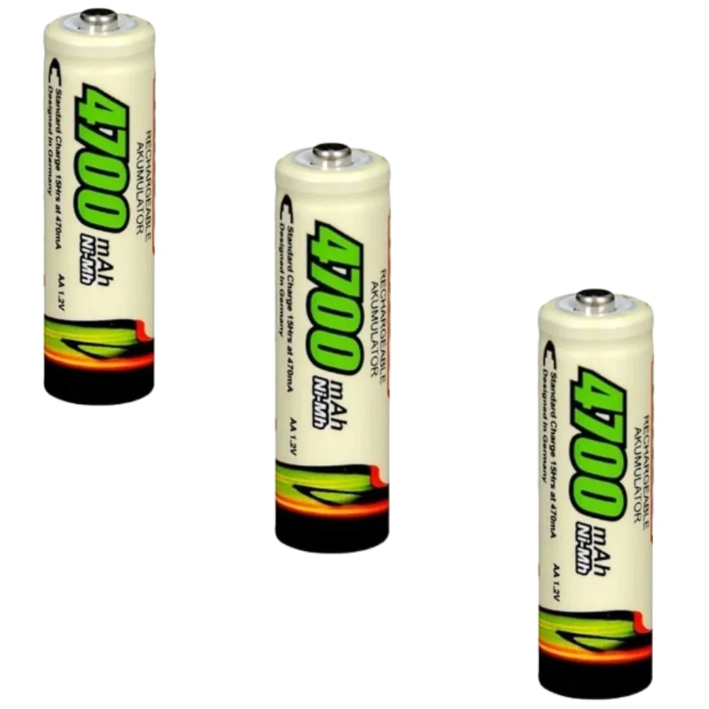 4 Pilhas Bateria  Recarregáveis AA 4700 Mah Durável