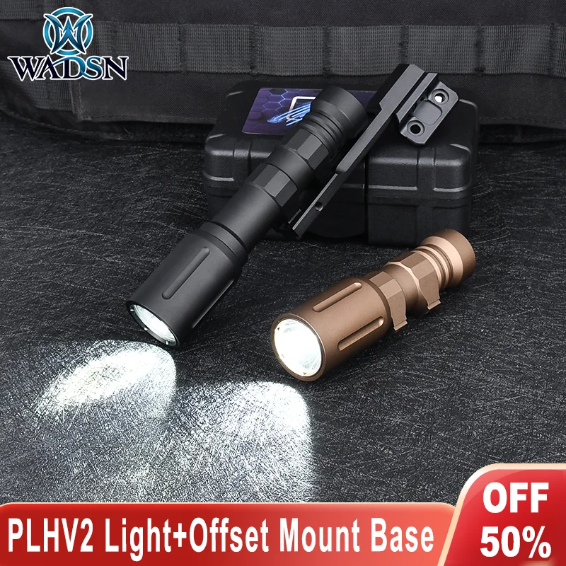 Wadsn Tactical CNC PLHv2 Flashlight Hight Power 1300lumens with Mlok Keymod Offset Mount Airsoft Hunting Weapon Scout Accessory