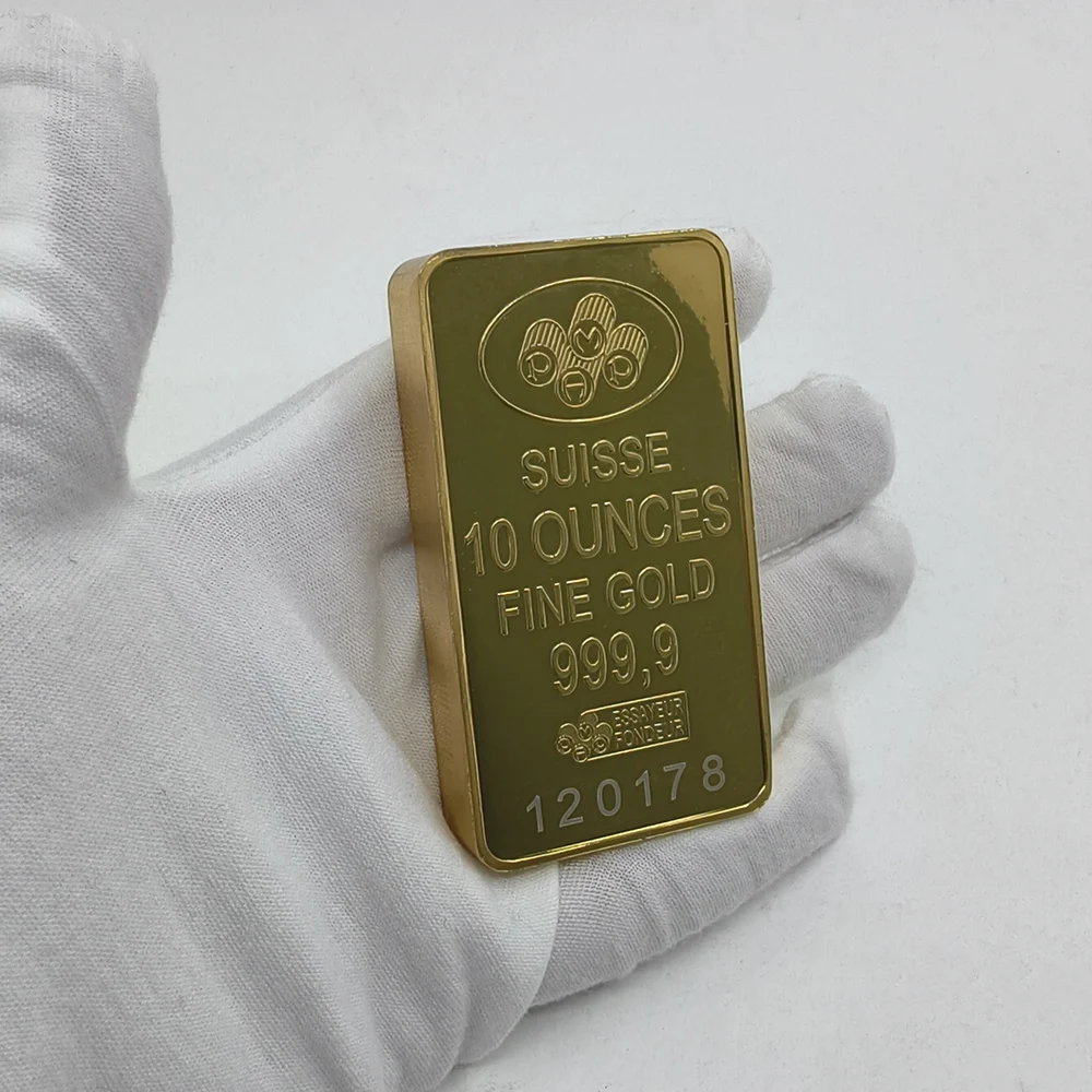 New 10 oz APMEX Gold Plated Bar Non-Magnetic Gold Bullion 1 oz Copper Bar With Different Serial Number Souvenir Gifts image 3