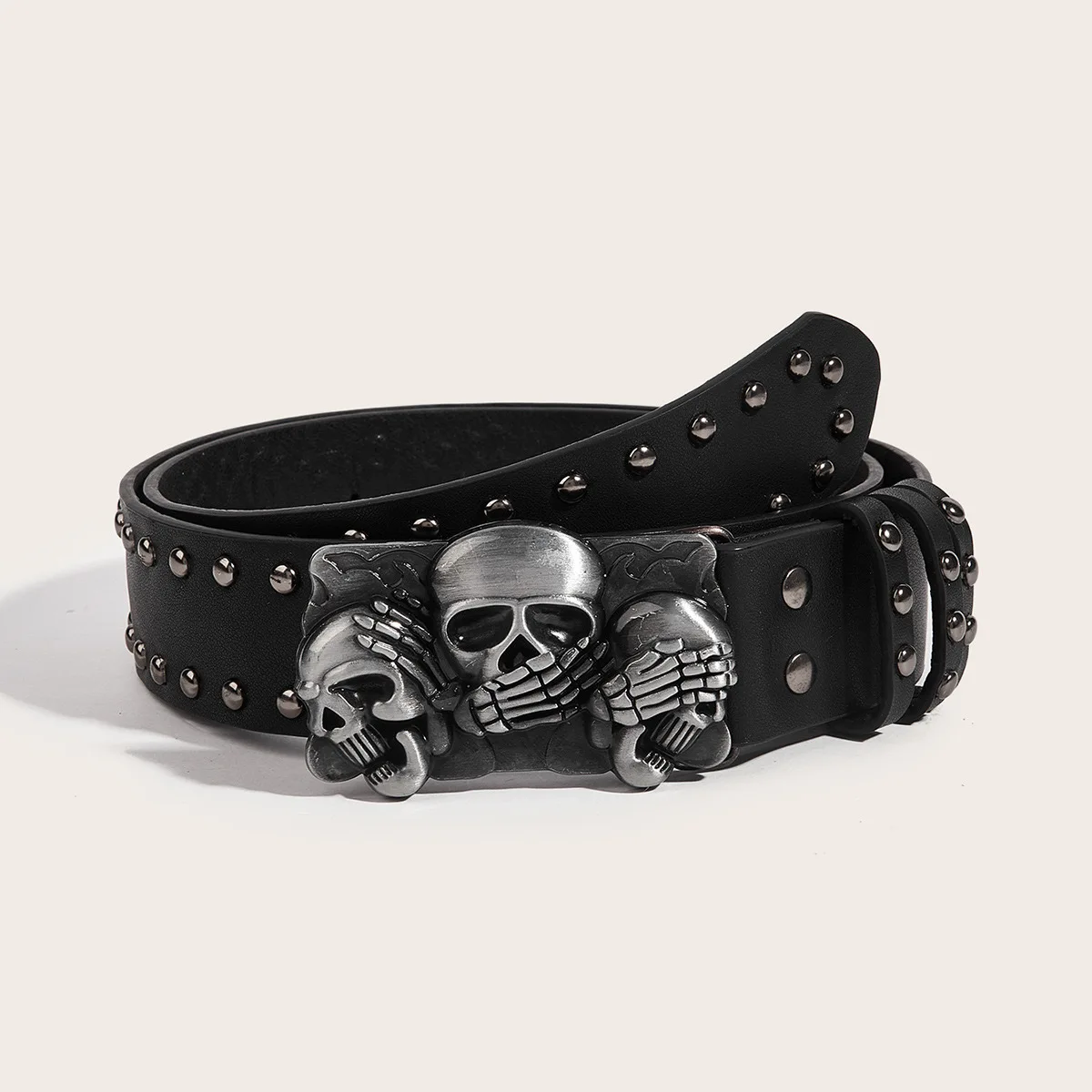 

Men’s Punk Skull Belt with Rivets