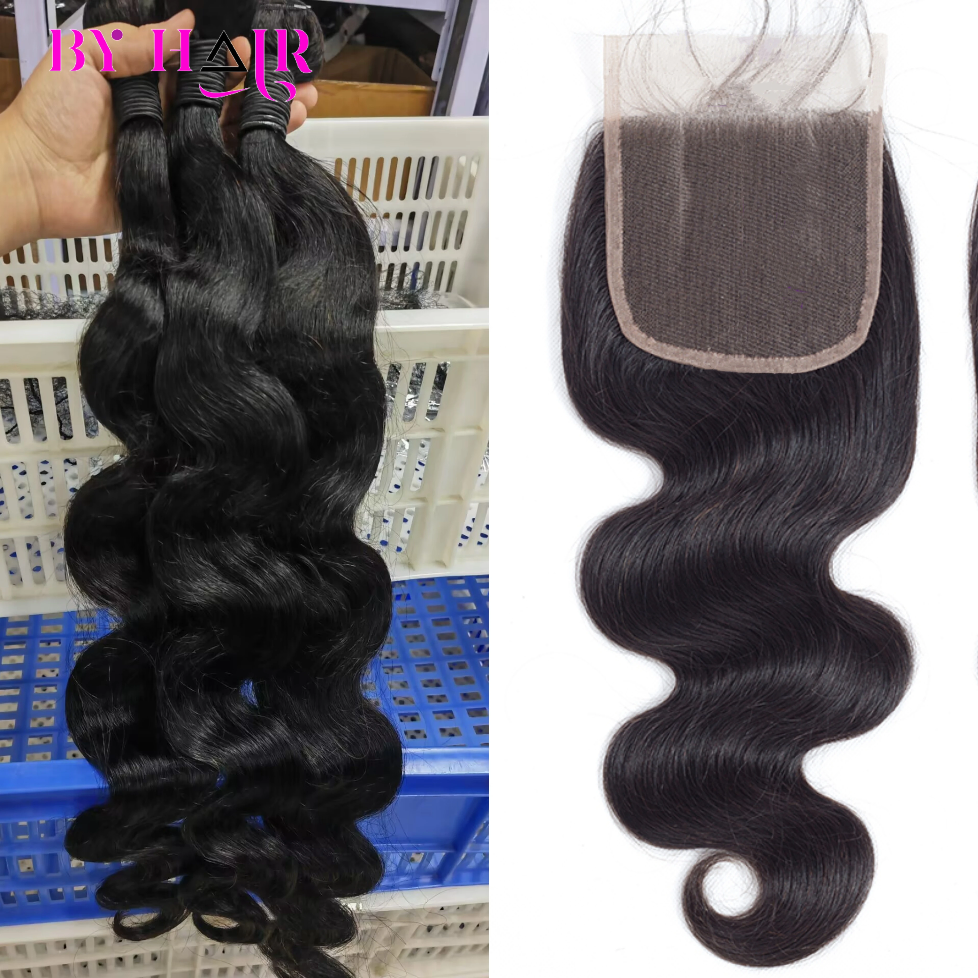 

100% Human Hair Body Wave Bundle With Closure Brazilian Hair Weave 3/4 Bundle With Closure Frontal 6x6 Lace Closure With Bundles