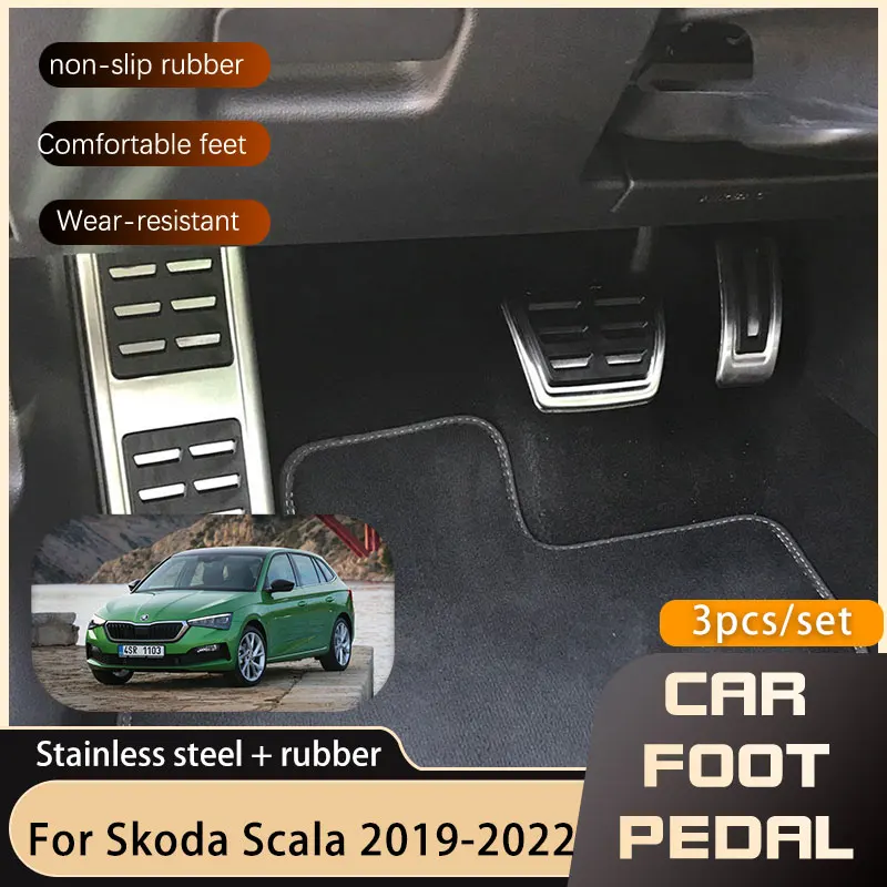 Car Pedals For Skoda Scala 2019 2020 2021 2022 Car-Styling Sport Fuel Accelerator Brake No Drilling Pedal Cover Automotive Parts