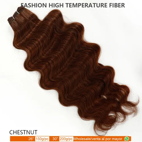 Imagen 2 del producto 30 pulgadas 200 gramos marrón claro ombre 4 # Bio Body Wave Blond 27/613 Bundles Extensión de cabello sintético de alta temperatura resistente al calor