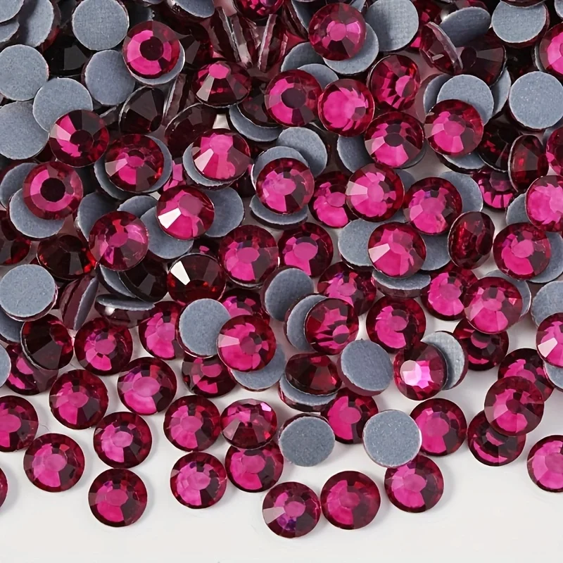 DMC Hotfix Rhinestones Rose/Fuchsia SS6-SS20 Flatback Glass Hotfix Rhinestone 1440Pcs do butów odzieżowych DIY