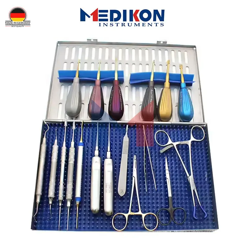 20 Pieces GV Dental Kit with Luxating Winged Color Coated Titanium Sterilization Cassette dental clinic hospital animal pet set