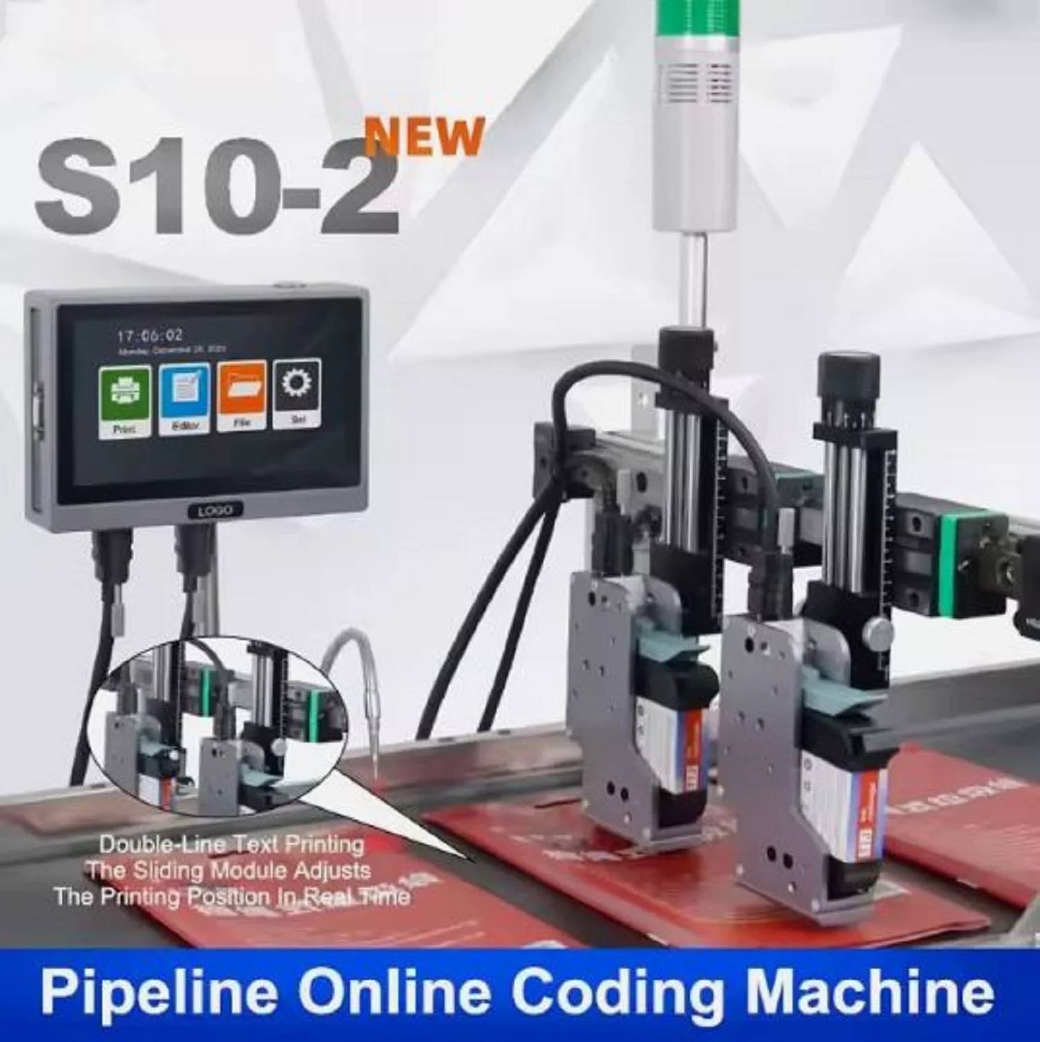 เครื่องพิมพ์อิงค์เจ็ทออนไลน์ รุ่น Excellent languages automatic coding machine R 12.7 มม./25.4 มม. 28  พร้อมฟังก์ชันพิมพ์วันหมดอายุ เครื่องพิมพ์อิงค์เจ็ทความร้อน TIJ