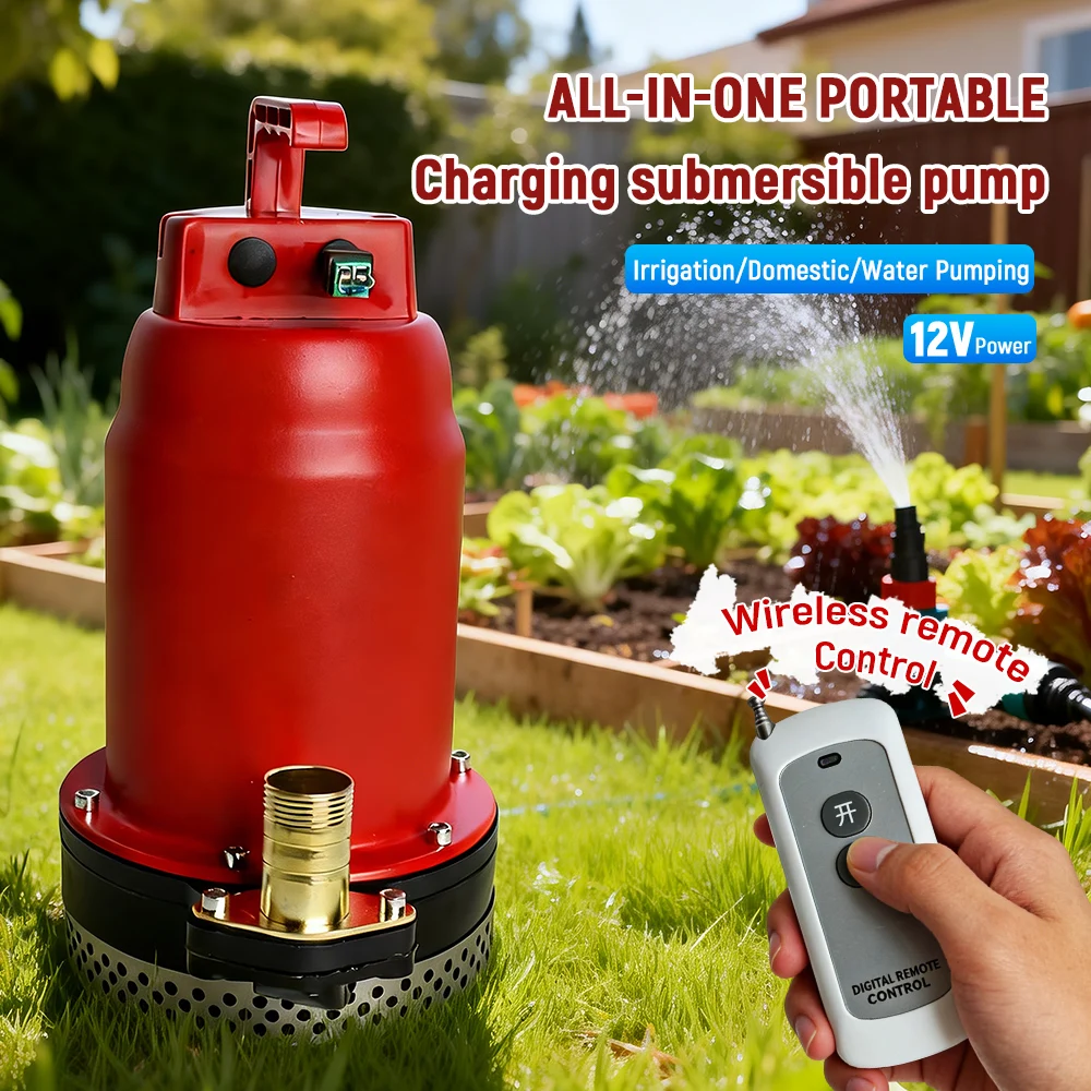 

Cordless Submersible Water Pump with Remote Control 200W 12V Rechargeable Lithium Battery High Flow Agricultural Irrigation Pump