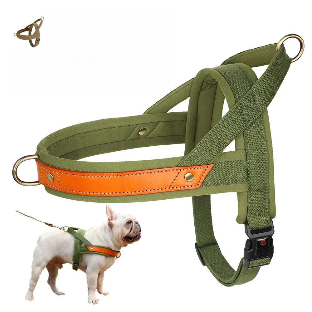 Harnais pour chien sans traction, rembourré et doux, gilet réfléchissant, harnais d'entraînement pour animaux de compagnie, durables pour petits, moyens et grands chiens, bouledogue