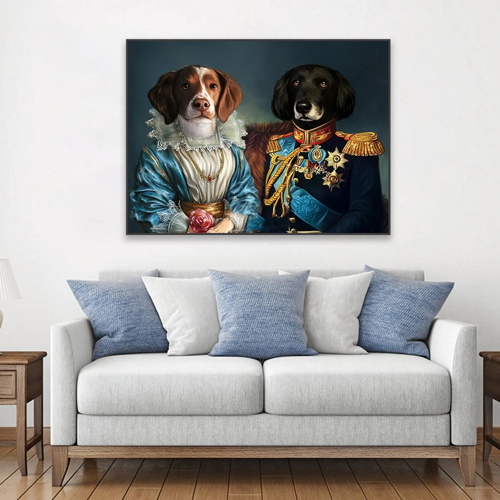 Custom Pet Portrait Print Renaissance Pet Portrait Royal Pet Canvas Painting King and Queen Dog Gift for Dog Princess Pet Decor