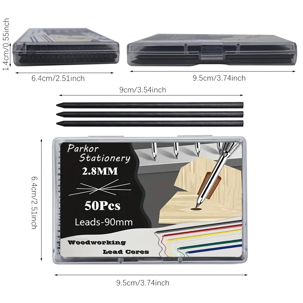 50/100pcs/box 2.8mm 2B Woodworking Pencil Replacement Lead Refill, Carpenter Marking Accessories for Construction Engineer Tool