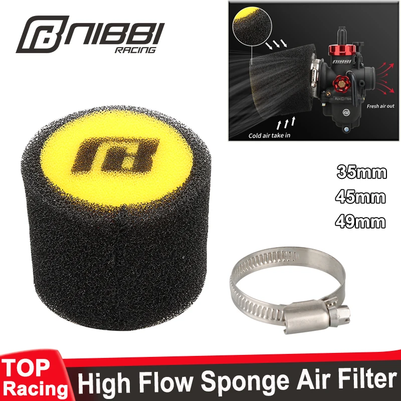 NIBBI Foam Air Filter Sponge Cleaner 35mm 45mm 49mm Air Filter Car Racing Moped Scooter Dirt Pit Bike Motorcycle Accessories