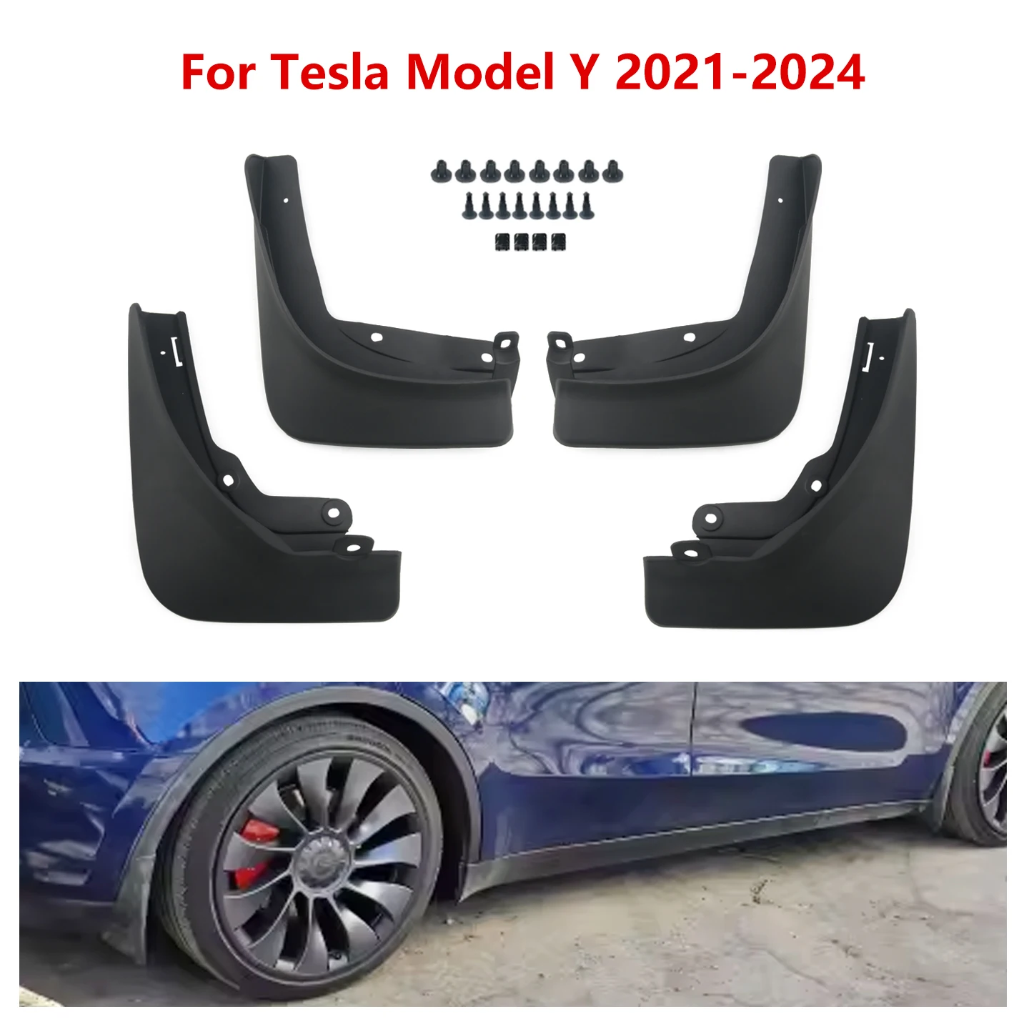 Für Tesla Model Y 2021 2022 2023 2024 Auto-Schmutzfänger Vorder- und Hinterräder Schutzbleche Zubehör