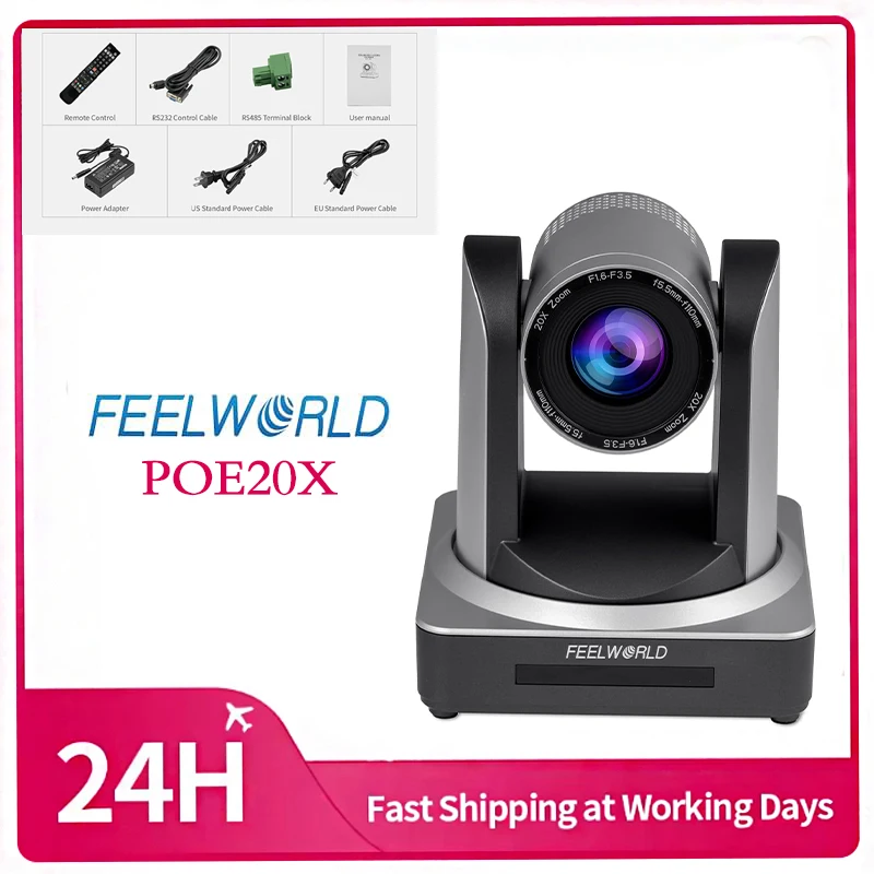 FEELWORLD POE20X IP PTZ Camera 1080P 20X Zoom 3G-SDI HDMI PoE Auto Focus for Conference Room Business Meeting System