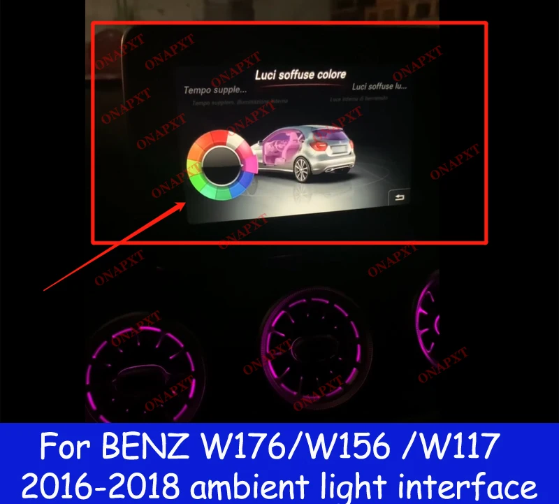 One Click Ambient Light OBD Coding For Mercedes-Benz A/B/C/GLC/GLA/GLB/CLA Class W176 W177 W246 W205 X253 W156 W117 W447