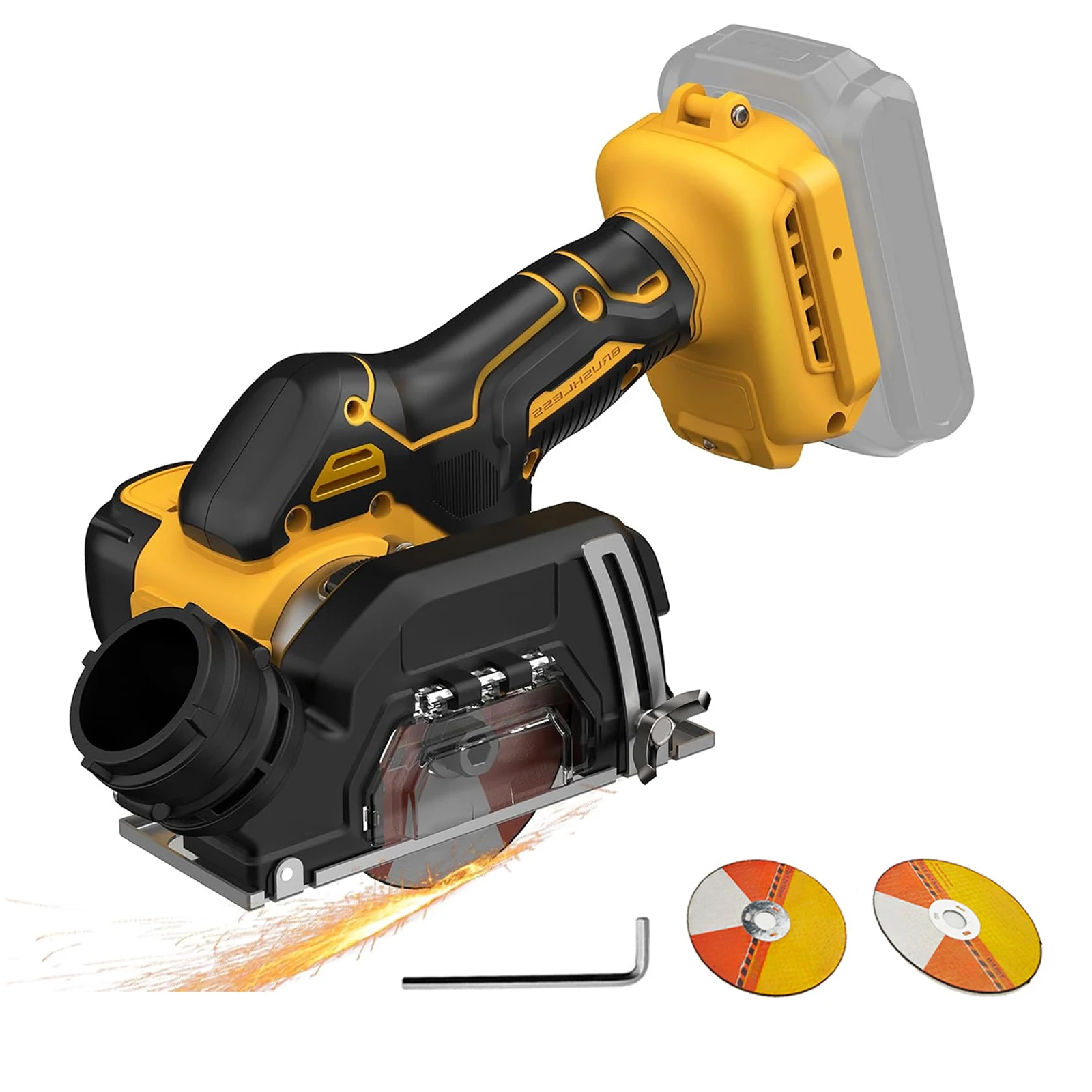 19500 U/min 3 Zoll Akku-Mini-Winkelschleifer, elektrisches Trennwerkzeug, kompatibel mit DeWALT 18V Akku, tragbare Metall-Schneid-, Schleif- und Poliermaschine, bürstenloses Elektrowerkzeug für Stahl,