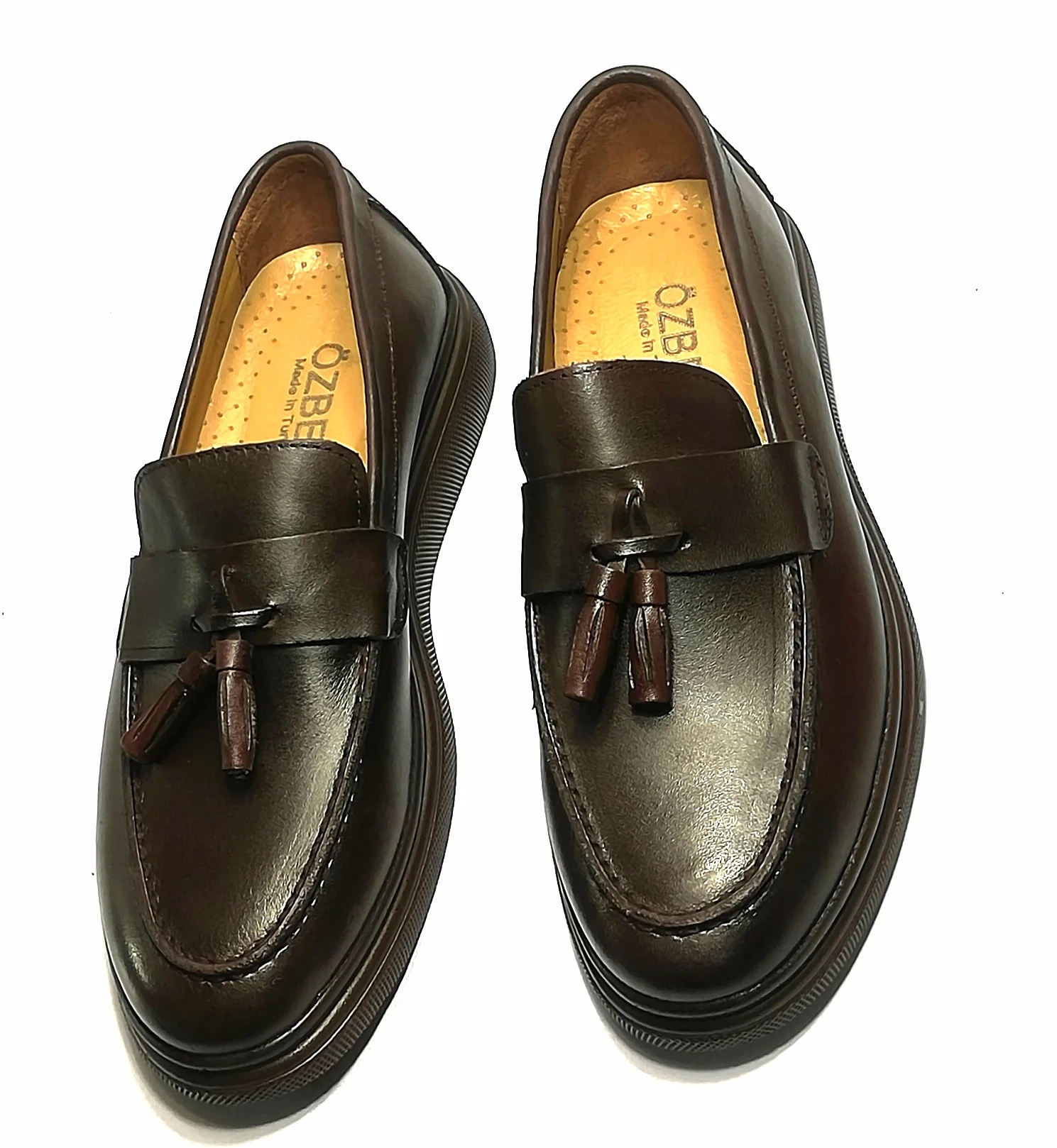 men's dark brown inner-outer leather shoes, light sole, new season flashy standard size shoes