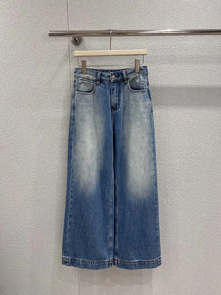 

Spring Autumn New Women's Casual Jeans Buttons Zippers Design Pure Cotton Material Classic Mid-rise Straight Leg Wide Leg Jeans