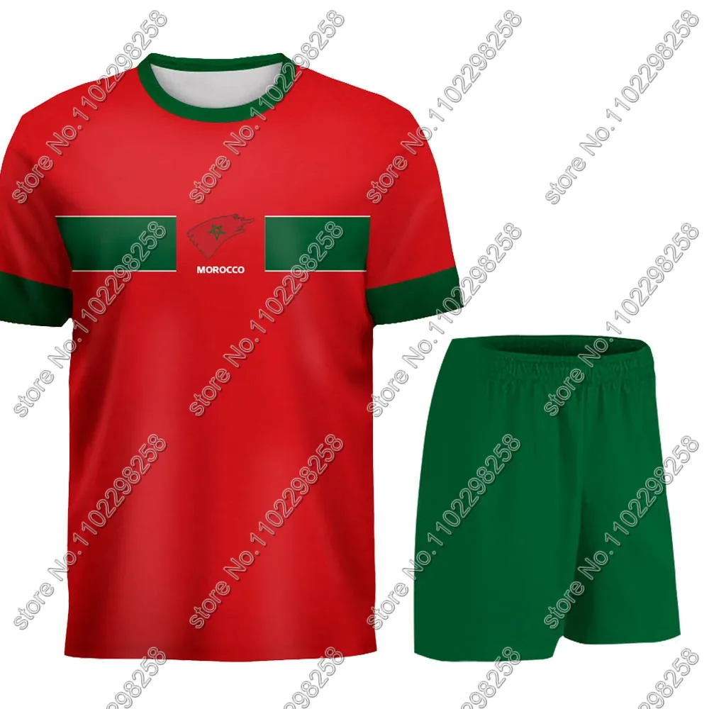 Maillot Morocco National Jersey team Fans 2024 T Shirts 3D Print Mens Shorts Running Streetwear Casual Training Suit Clothe