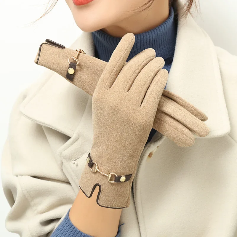 AliExpress DANJIU Winter Women Keep Warm Touch Screen Plus Fleece Chain Gloves Elegant Fashion Personality Soft Drive Cycling High Elasticity