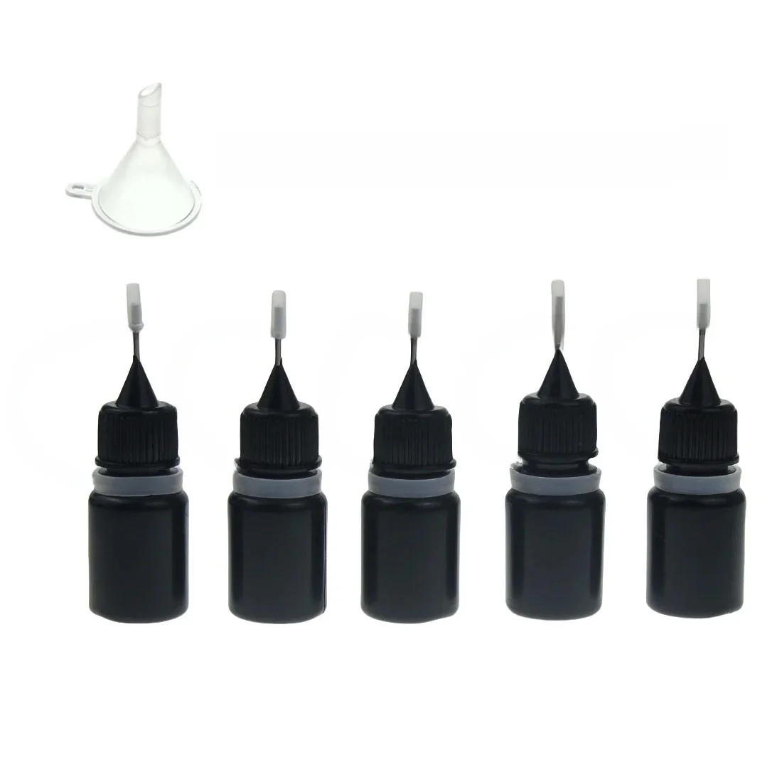 Bouteilles à aiguilles compressibles en plastique de 5ml, compte-gouttes rechargeables, encre de colle pour manucure avec bouchons d'aiguilles, bouteille vide foncée 3/5000