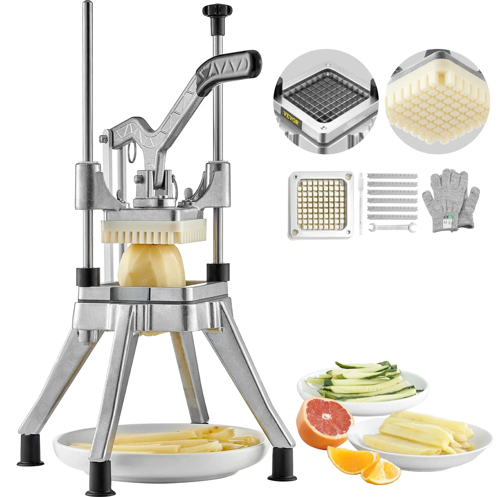 SucceBuy Commerciële Groente Fruit Zware Professionele Voedsel Dicer Kattex Franse Fry Cutter Uiensnijder Roestvrij Staal - afbeelding 2