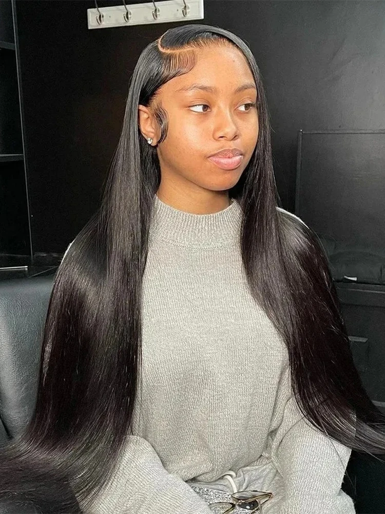 

Glueless Wear Go Ready To Wear Straight 13x4 HD Lace Front Wig 40 46 Inch Brazilian Human Hair 300% Density For Black Women