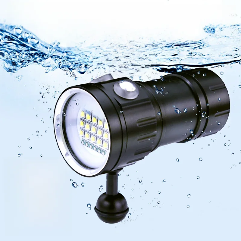 Professionelle Unterwasser 27 LED Fotografie Licht Highlight Lampe 20000 Lumen Tauchen Taschenlampe 100 M Wasserdichte Video Kamera taschenlampe