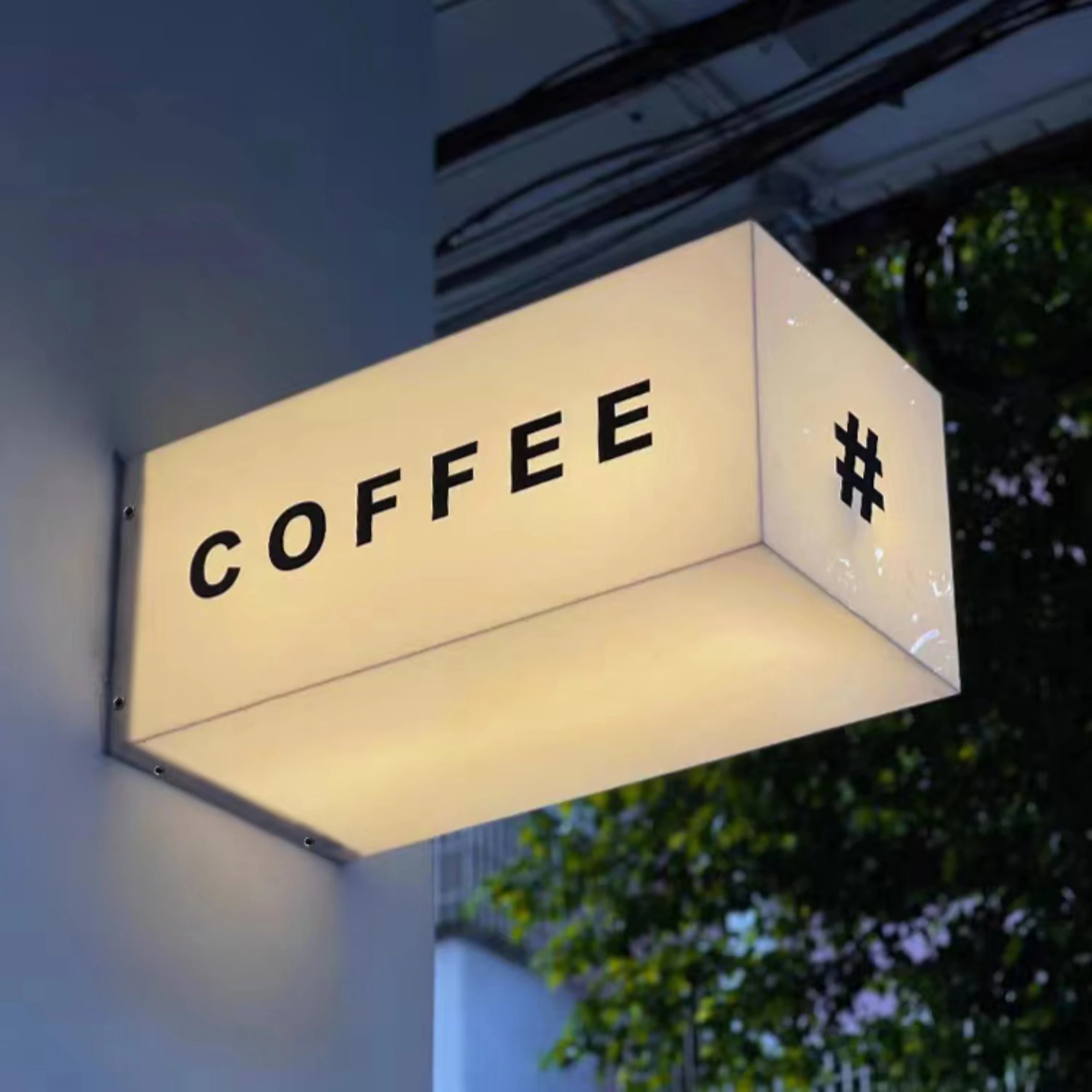 LED Light Box Sign Commercial Acrylic Outdoor Wall Mounted Light Box Square Street Shop Billboard White Free Custom LOGO