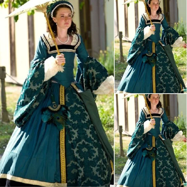 

Tudor costume Anne Boleyn green ball gown Queen Elizabeth Costume Mary Boleyn dress Victorian Versailles Dancing Ball Gown