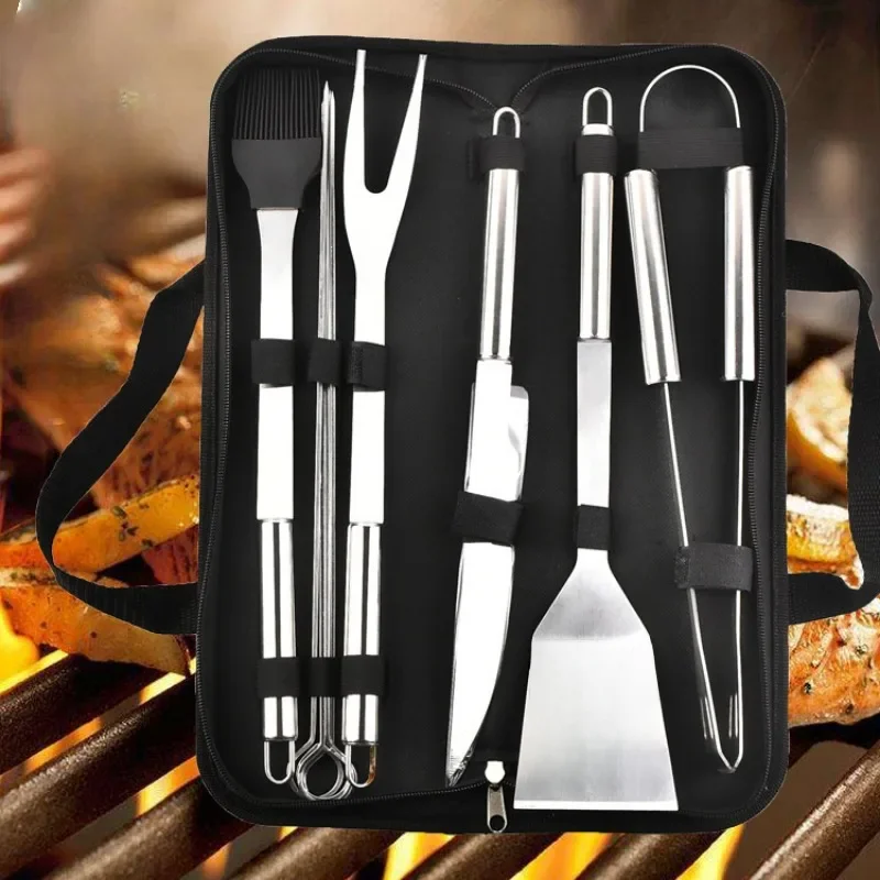Zestaw do piekarnika ze stali nierdzewnej narzędzie do grillowania na zewnątrz zestaw do grillowania zestaw do grillowania przenośna torba z tkaniny narzędzie do pieczenia — zdjęcie 2